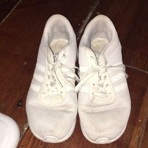 Adidas white sneakers. Worn and washed!